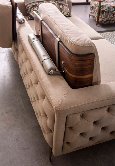 Canapea Rover Inev Asi Home - Verde Olive, Catifea, Lemn și Metal Bronz Antique, 230 cm