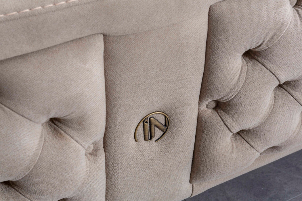 Canapea Rover Inev Asi Home - Verde Olive, Catifea, Lemn și Metal Bronz Antique, 230 cm