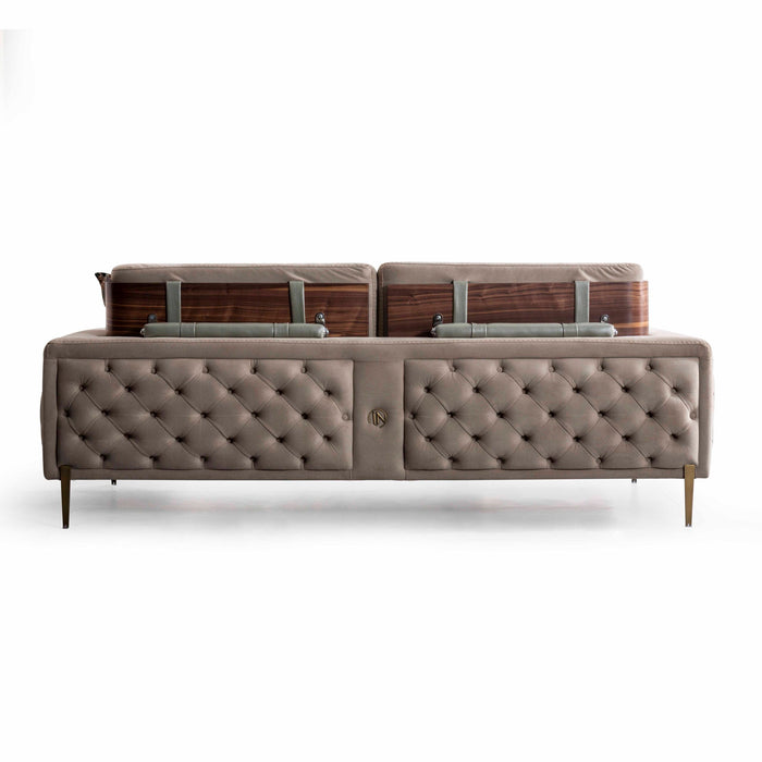 Canapea Rover Inev Asi Home - Verde Olive, Catifea, Lemn și Metal Bronz Antique, 230 cm