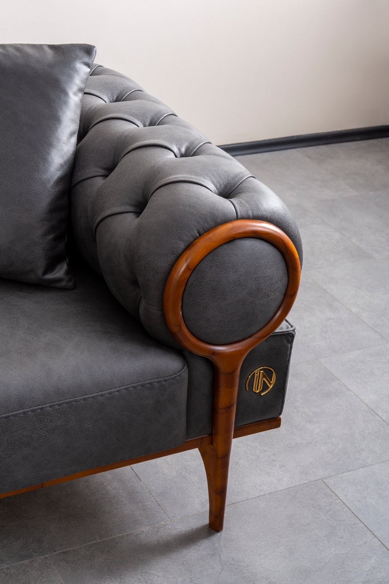 Canapea Rolex Lux Inev Asi Home, Verde Olive, lungime 256cm, latime 105cm, inaltime 84cm