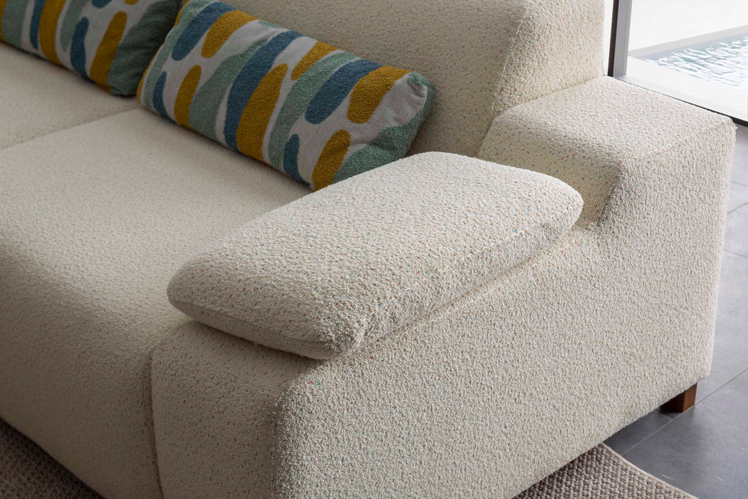 Coltar modular Asi Home Favori Inev Bouclé, Off White & Verde, 5 piese