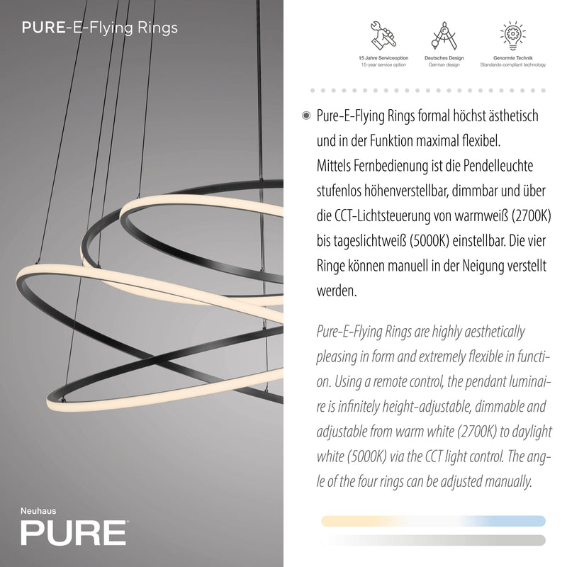 Lustra Paul Neuhaus PURE E-FLYING RINGS LED Gri