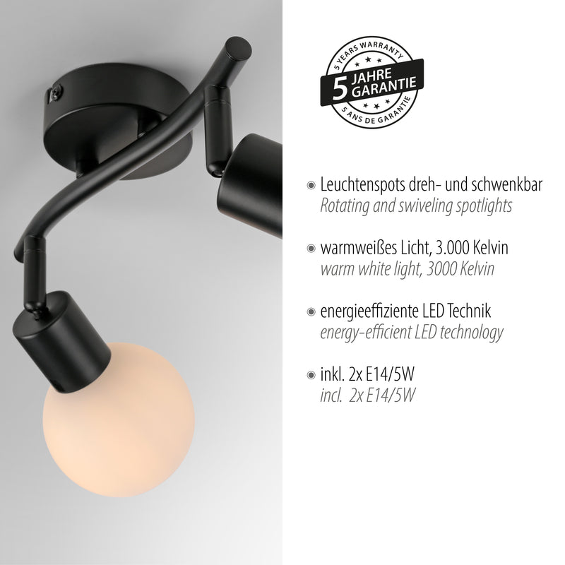 Plafoniera Paul Neuhaus LOKI 2xE14 Negru