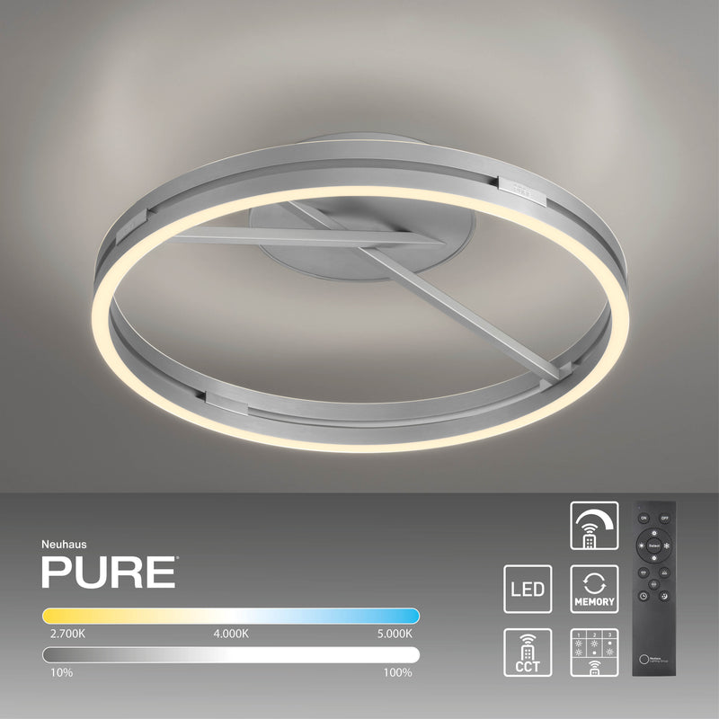 Plafoniera Paul Neuhaus PURE LOOP 2xLED Aluminiu