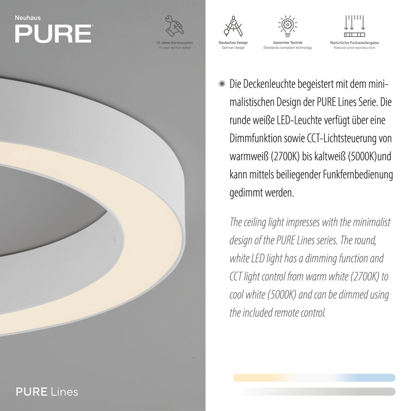 Plafoniera Paul Neuhaus PURE LINES ROUND LED Alb