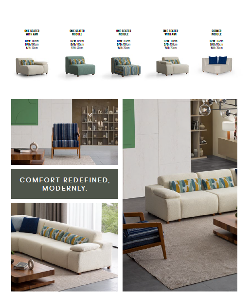 Coltar modular Asi Home Favori Inev Bouclé, Off White & Verde, 5 piese