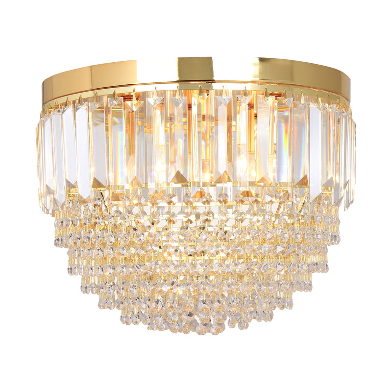 Plafoniera FC19003/5 5 x E14 MAX 40W Ø40 H32 metal corp auriu sticla abajur cristal