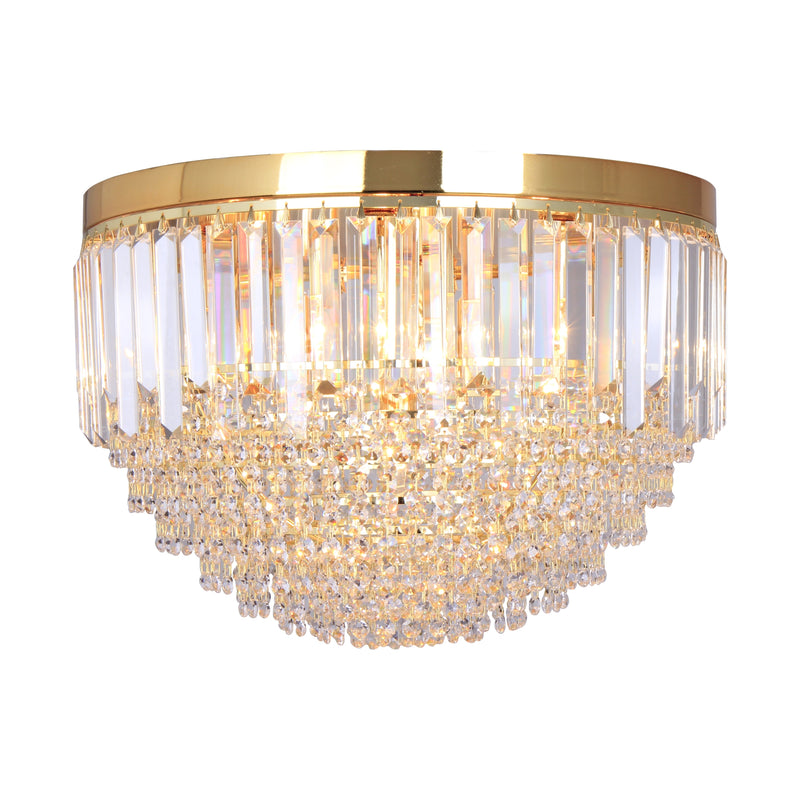 Plafoniera FC19003/7 7 x E14 MAX 40W Ø50 H35 corp metalic auriu sticla abajur cristal