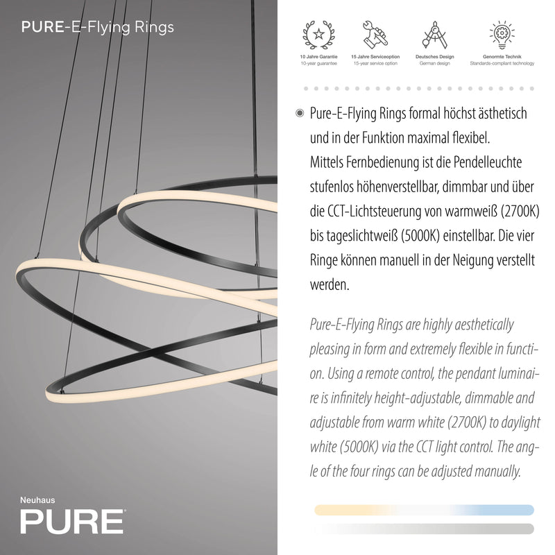 Lustra Paul Neuhaus PURE E-FLYING RINGS LED Gri