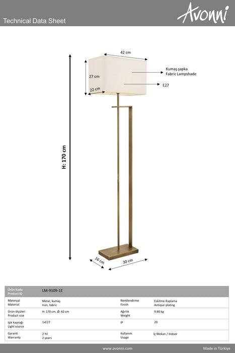 Lampadar living Avonni Antic, 1XE27, LM-9109-1E