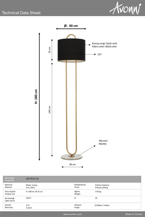 Lampadar living Avonni Antic, 2XE27, LM-9112-1E