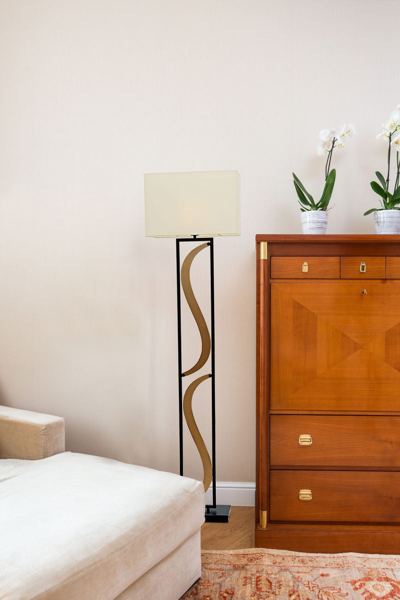 Lampadar living Avonni Negru/Antic, 1XE27
