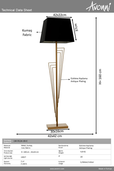 Lampadar living Avonni Antic, 1XE27, LM-9124-1B-E