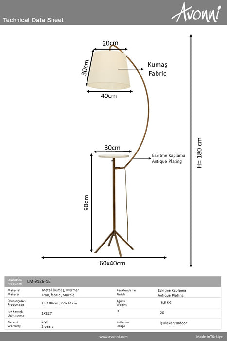 Lampadar living Avonni Antic, 1XE27, LM-9126-1E