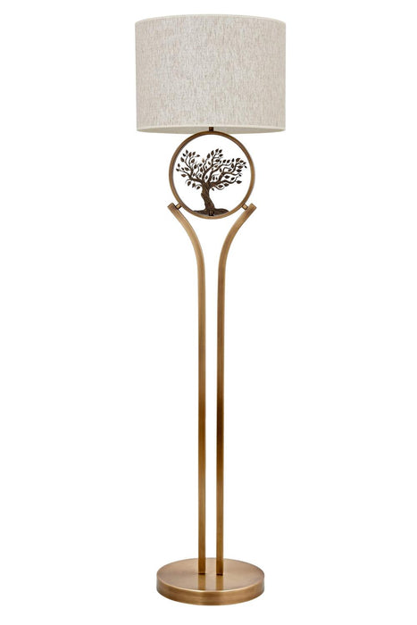 Lampadar Avonni LM-9135-1E, finisaj antichizat, Ø45 cm, 1xE27, metal și textil, design vintage elegant