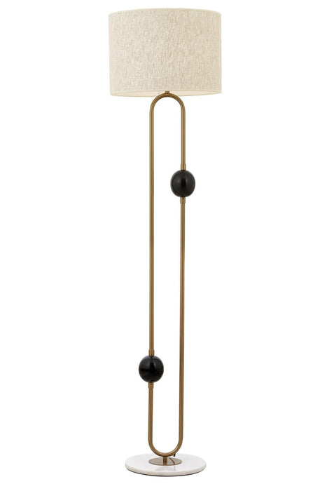 Lampadar Avonni LM-9138-1BSA, finisaj antichizat, Ø40 cm, 1xE27, metal și textil, design vintage elegant