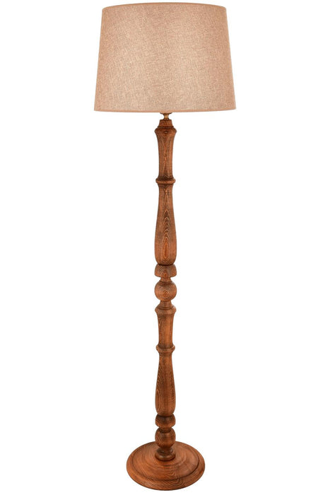 Lampadar Avonni LM-9144-1E, vopsea nuc, Ø45 cm, 1xE27, lemn și textil, design vintage elegant
