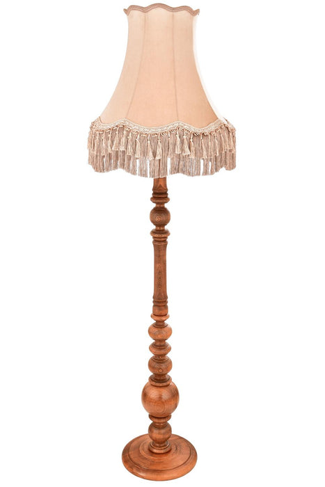 Lampadar Avonni LM-9145-1E, vopsea nuc, Ø50 cm, 1xE27, lemn și textil, design vintage elegant
