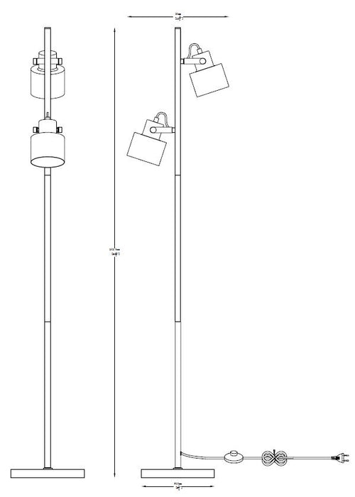 Lampadar Draco A4022A-MBK 2 x E27 MAX 40W L29 W29 H176 metal corp negru mat abajur alb mat interior