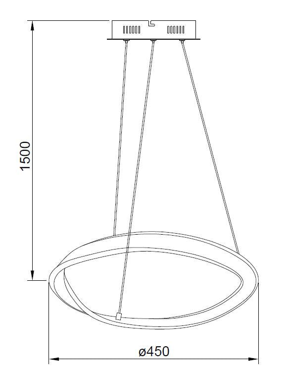 Lustra suspendată LED Girona MD9190-1S-3NT LED 26W 3000LM 3000K Ø45 H150 metal nisip culoare nichel
