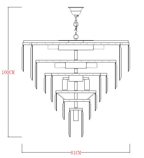 Lustra suspendata Versailles 17701/20 20 x E14 MAX 40W Ø61 H50 corp metalic cromat abajur din sticla transparenta si fumurie