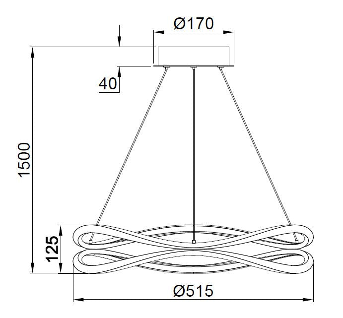 Lustra suspendată LED Harley MD7864-2S LED 31W 3600LM 3000K Ø51,5 H150 corp metal negru