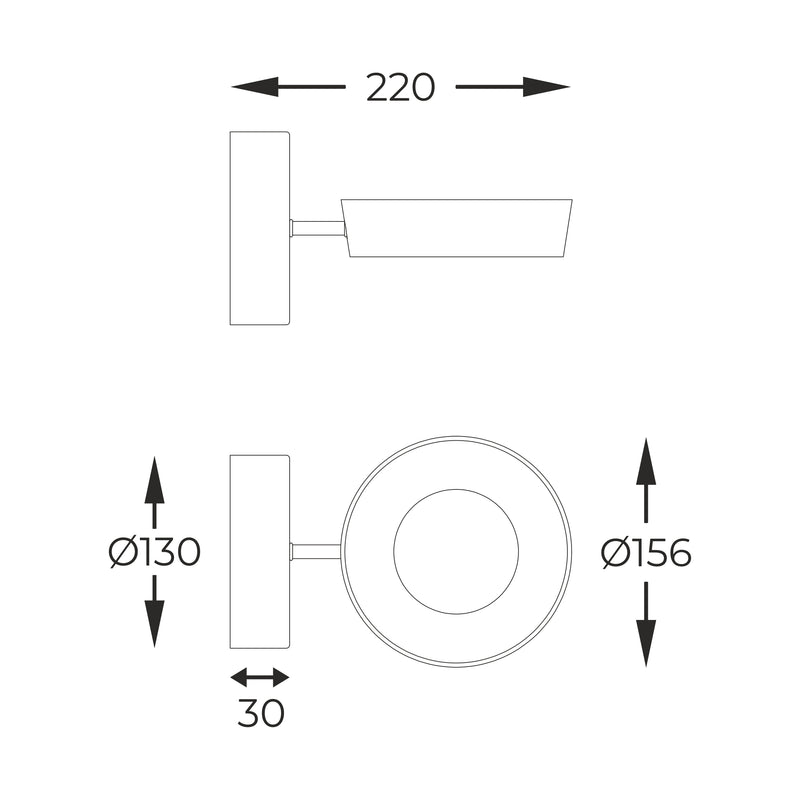 Aplica MB7170-1-3BGT LED 12W, 1400LM 3000K metal și plastic auriu francez, corp negru