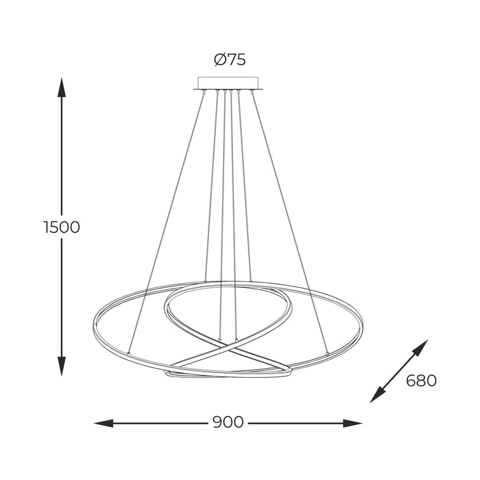 Lustra suspendată Cholet MD7360-1A-3GT LED 56W, 6600LM Corp aluminiu 3000K auriu francez