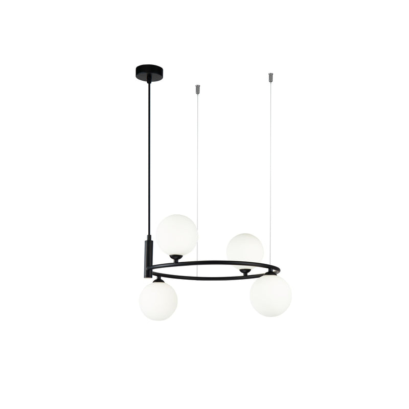 Lustră suspendată Maytoni Ring, 4xG9, max. 184 cm, metal negru + sticlă