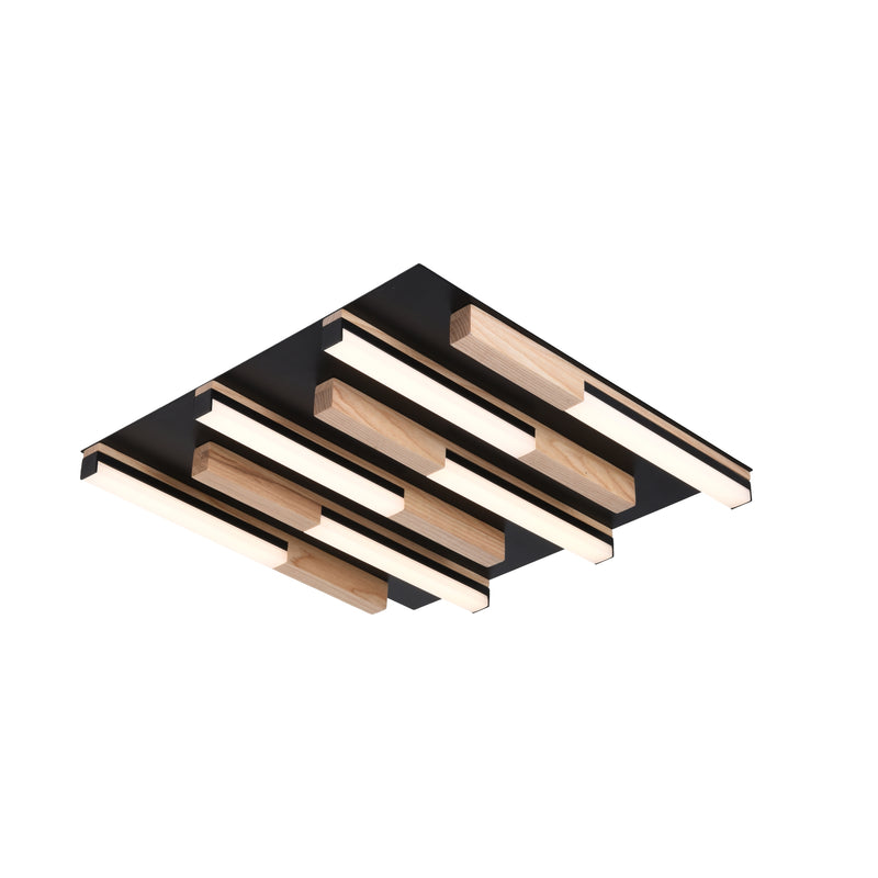 Plafoniera Eliot MX4980-6S-3BMT LED 26W 3000LM 3000K W38 L38 H6,7 metal negru si corp lemn