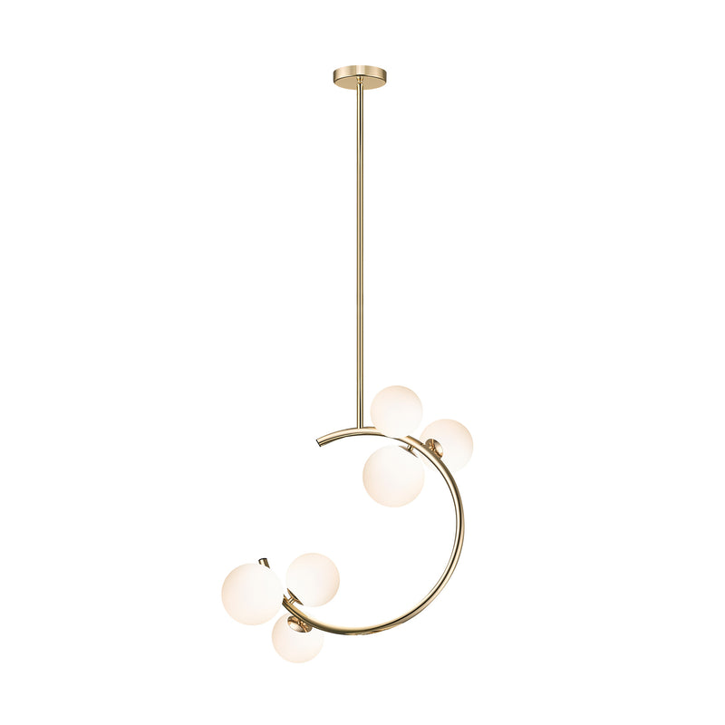 Lustra suspendată Molecule P0454-06Q-F7AA 6 x G9 MAX 33W metal, corp auriu francez, abajururi din sticlă