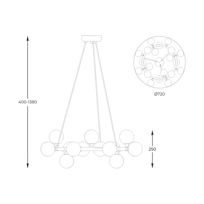 Lustra Bobo P0462-20C-F7AA 20 x G9 MAX 28W corp metal auriu francez, abajur din sticlă