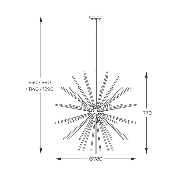 Lustra Urchin P0491-09C-F7BC 9 x G9 MAX 42W metal, corp auriu francez abajur din sticlă neagră