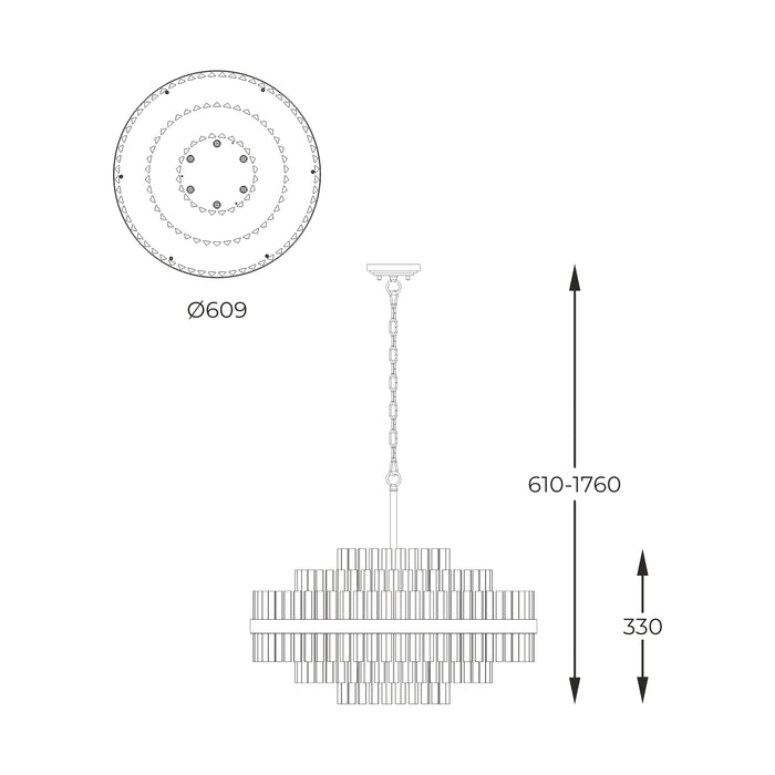 Lustra suspendată Constantinople P0567-12A-2GAC 12 x G9 MAX 28W Corp metalic auriu, abajururi din sticlă transparentă