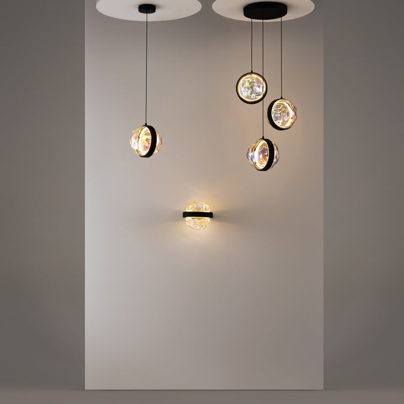 Lustra LED Maytoni Misterio Ø380 cm, sticlă multicolor, 15W, 2700K, negru