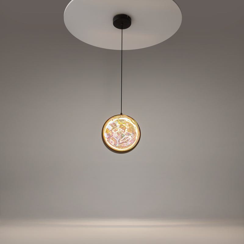 Pendul LED Maytoni Misterio Ø180 cm, sticlă multicolor, 6W, 2700K, negru