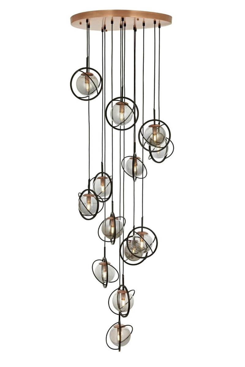 Lustră Avonni AV-1850-13T-BSY, vopsea neagră, Ø60 cm, 13xE14, metal și sticlă, design vintage elegant
