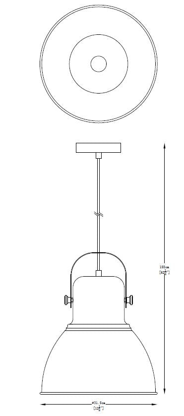 Lampa suspendata Kairos A8015-SBK 1 x E27 MAX 40W Ø31,5 H158 metal nisip negru si corp cromat alb lucios abajur interior