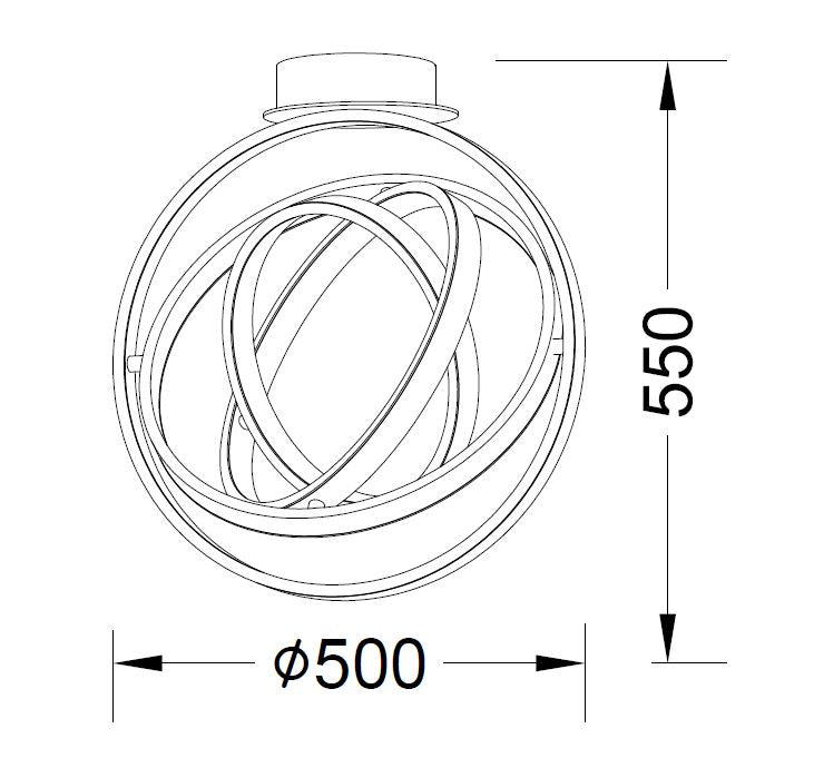 Plafoniera LED Tess MX9203-4-3BD LED 52W 6100LM 3000K Ø50 H55 corp metalic negru