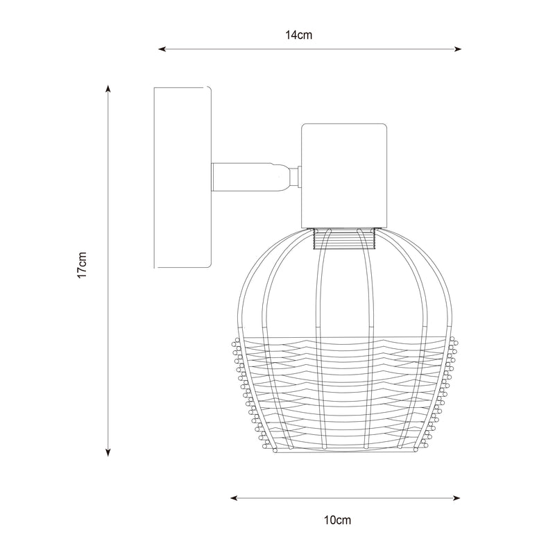 Aplica Zuma Line 1xE14 Negru / Auriu / ROTANG