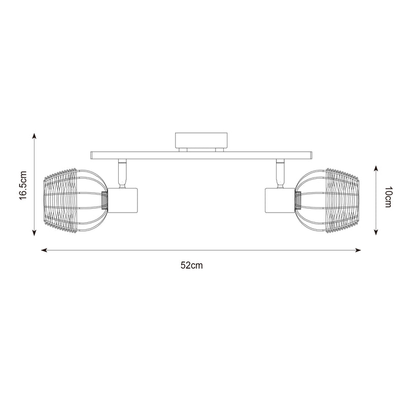 Plafoniera Zuma Line 2xE14 Negru / Auriu / ROTANG