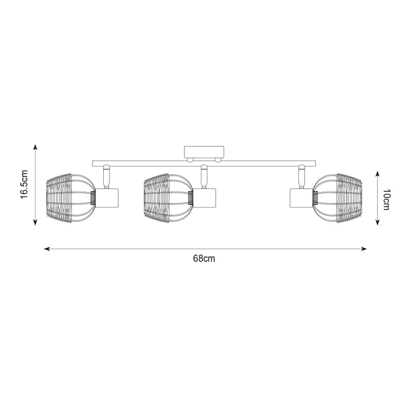 Plafoniera Zuma Line 3xE14 Negru / Auriu / ROTANG