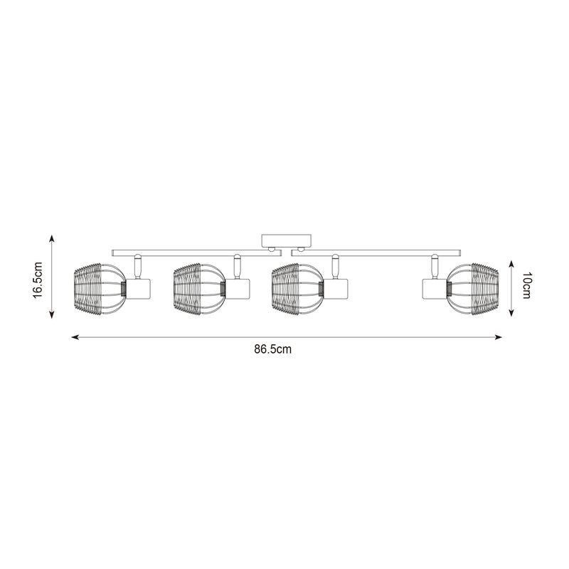 Plafoniera Zuma Line 4xE14 Negru / Auriu / ROTANG