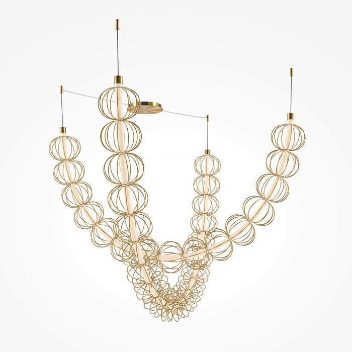 Lustra LED Maytoni Modern Golden Cage, Auriu   , LED 107W, 6110lm 3000K MOD216PL-L55G3K