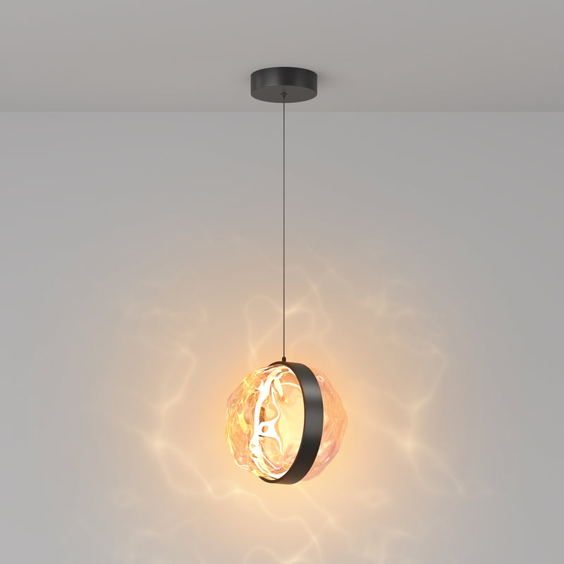 Pendul LED Maytoni Misterio Ø180 cm, sticlă multicolor, 6W, 2700K, negru