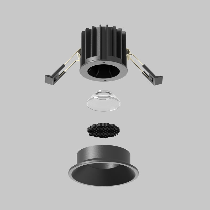 Spot LED Incastrat Maytoni Technical Round, Negru, LED 7W, 450lm 3000K