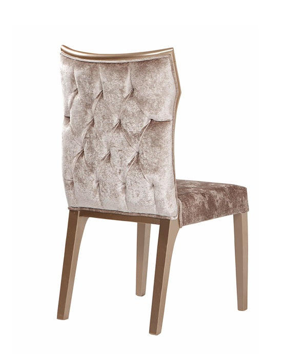 Scaun dining tapițat Asi Home ZEN Duo, catifea texturată + matlasată, picioare lemn, bej/maro