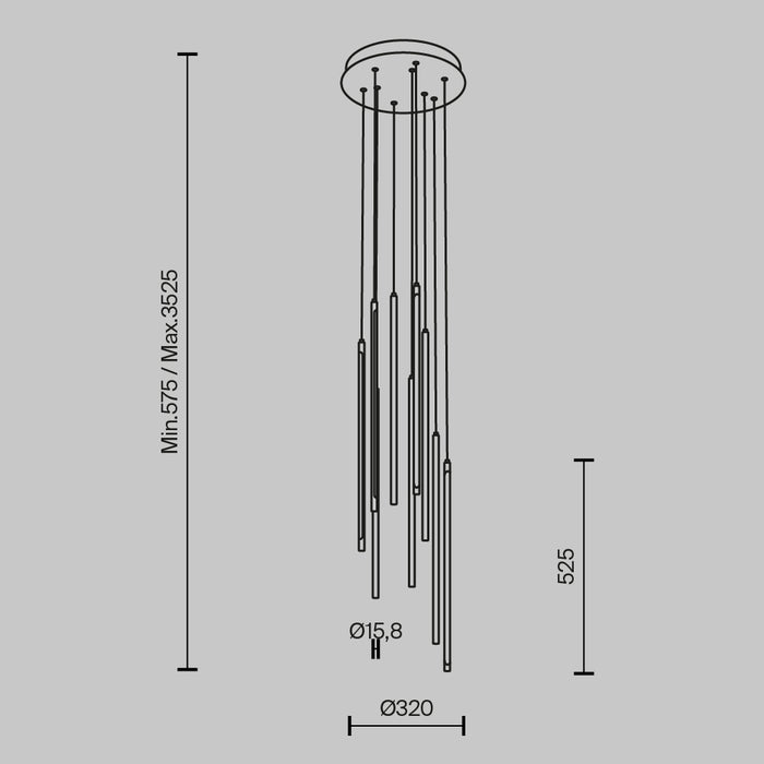 Lustra LED Maytoni Modern Light stick, Negru, LED 46W, 3350lm 3000K DimabilMOD236PL-L54B3K