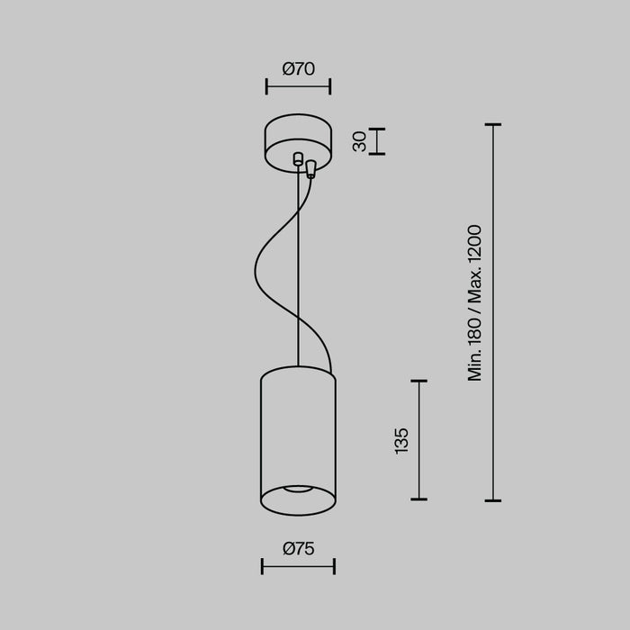 Lustra LED Maytoni Technical Efir, Negru, LED 15W, 1230lm 3000K P089PL-15W3K-B