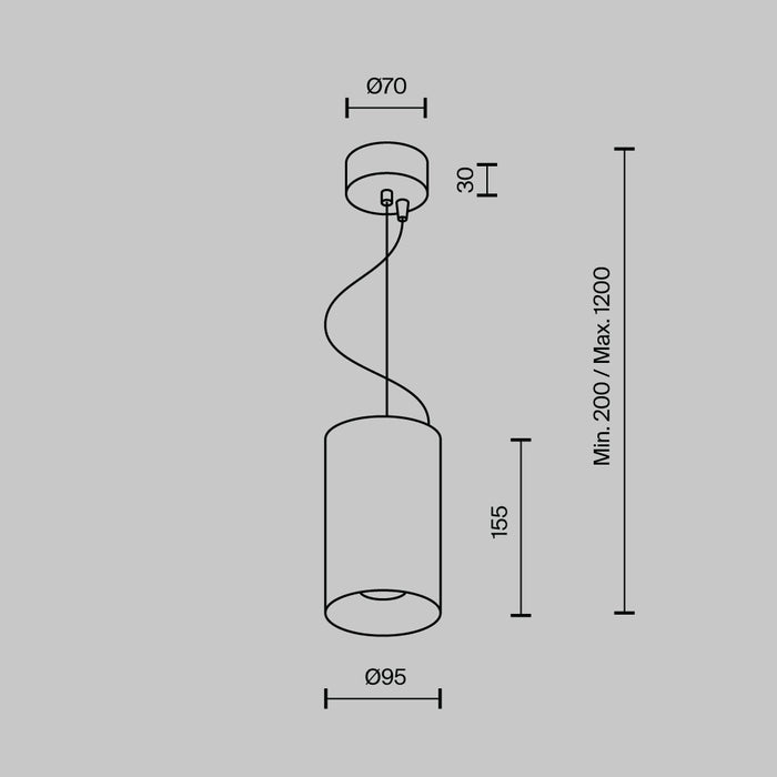 Lustra LED Maytoni Technical Efir, Negru, LED 25W, 2180lm 3000K P089PL-25W3K-B